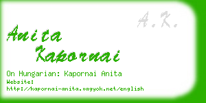 anita kapornai business card